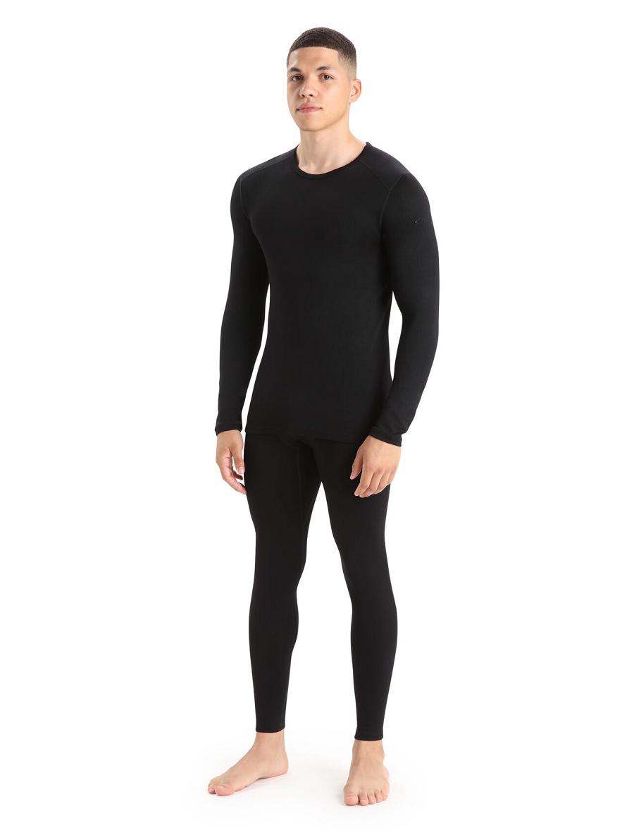 Black Men's Icebreaker Merino 260 Tech Long Sleeve Crewe Thermal Top Base Layers | USA 1398CTVE